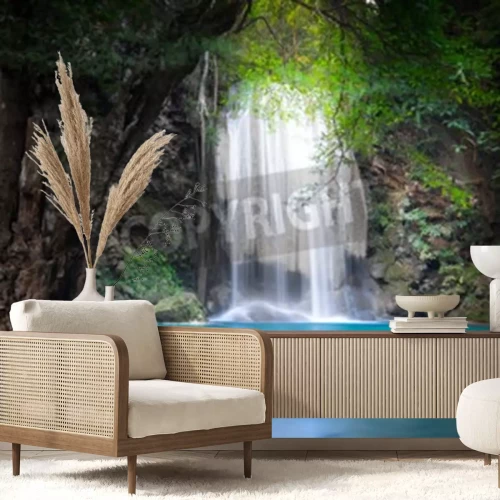 Fotobehang Jungle waterval 3D