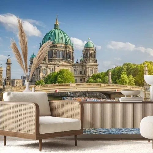 Fotobehang Berlijnse kathedraal aan de rivier