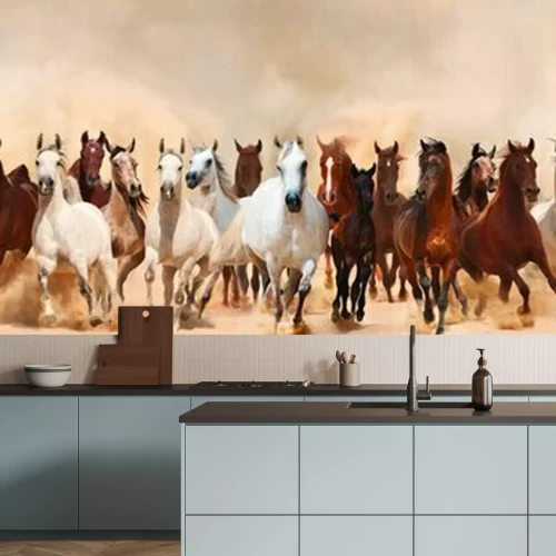 Fotobehang Paarden in galop 3D