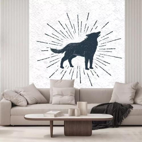 Sticker Teken van huilende wolf