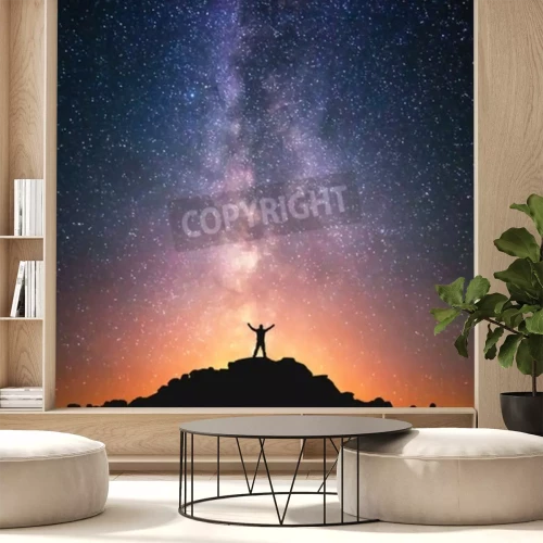 Fotobehang Man en een sterrenhemel
