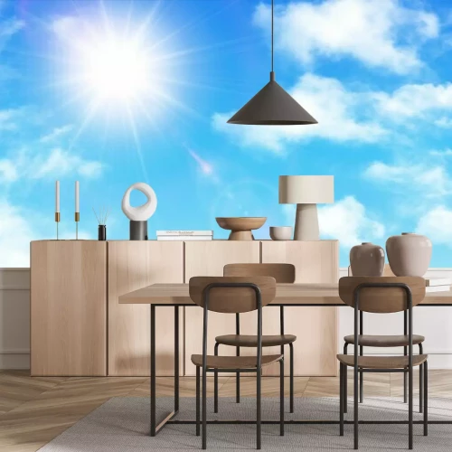 Fotobehang Zonnig blauwe lucht met witte wolken