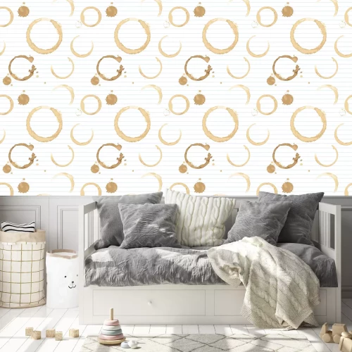 Behang Naadloze achtergrond met vlekken van koffie