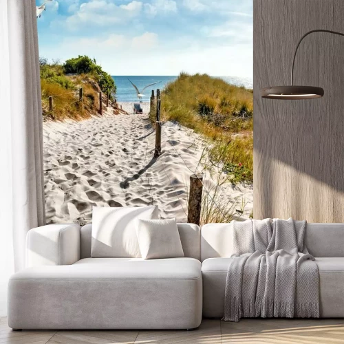 Fotobehang Toegang tot het strand op een zomerse dag