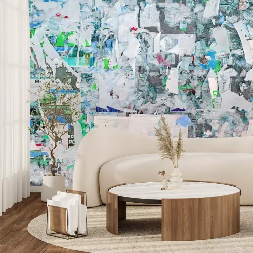 Sticker Oude Urban Billboard met gescheurde Gepelde Poster Abstracte Achtergrond