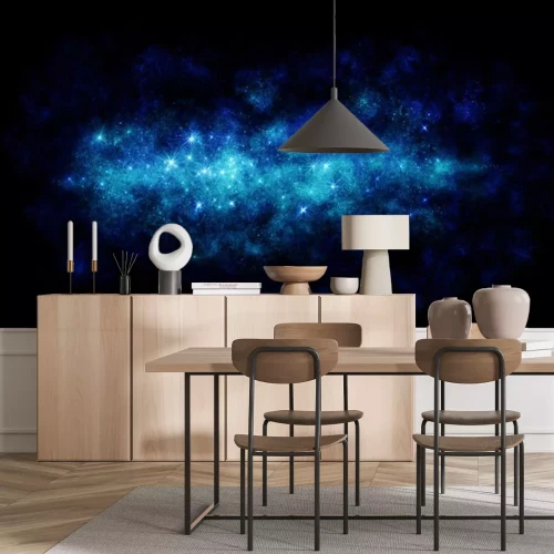 Sticker Blauwe nevel in de donkere ruimte