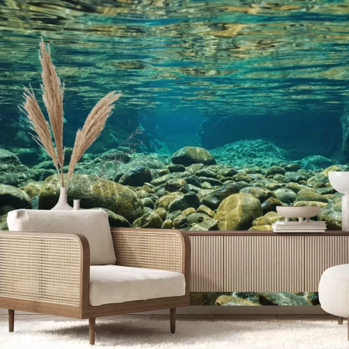 Fotobehang Stenen op de rivierbedding