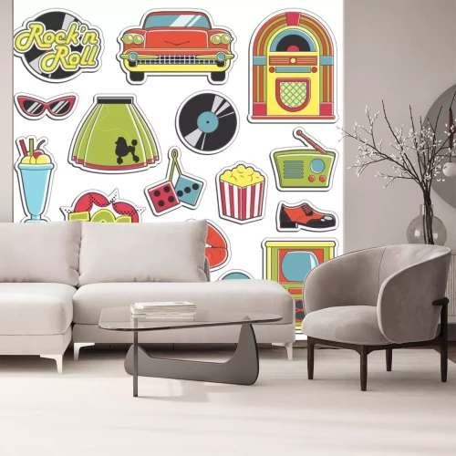 Sticker Vintage 1950 retro-stijl stickers set