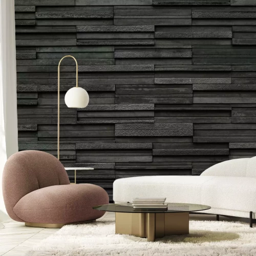 Fotobehang Zwarte 3D-leisteen