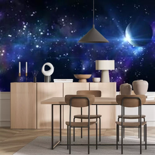 Fotobehang Een planeet tegen een kosmische achtergrond