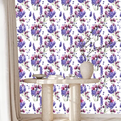 Behang Wildflower lavendel bloempatroon in een aquarel stijl geïsoleerd.