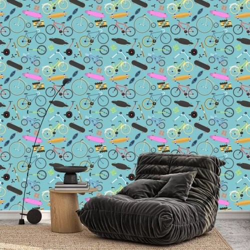 Behang Retro fiets naadloze patroon vector achtergrond.