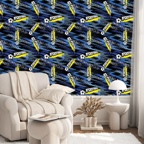 Behang Voetbal naadloos patroon voor jongen. De ballen van sporten op de achtergrond