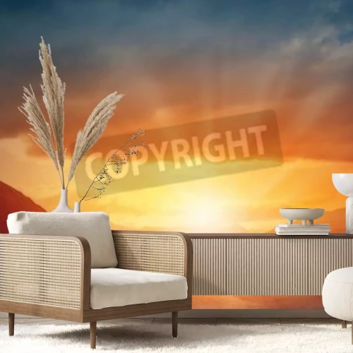 Fotobehang Zonsopgang boven een weg