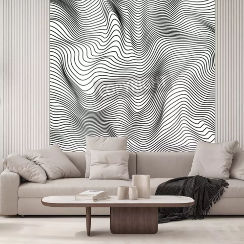 Fotobehang Zwart-witte 3D lijnen