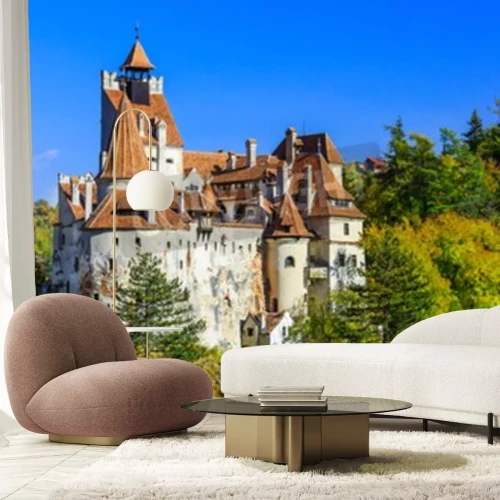 Fotobehang Brasov, Transylvania. Roemenië. Het middeleeuwse kasteel van Bran, bekend van de mythe van Dracula.