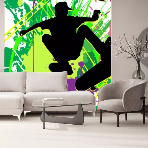 Fotobehang Jongen op skateboard