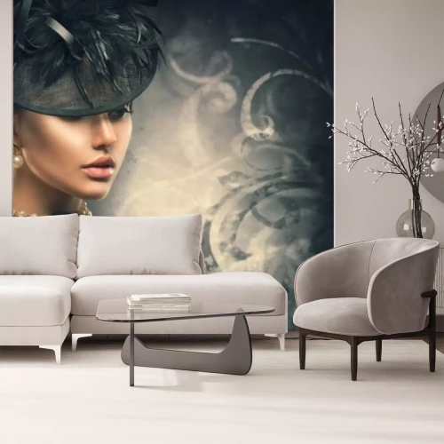 Fotobehang Portret van een vrouw in retrostijl