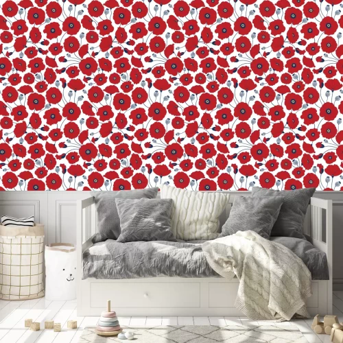 Behang Kleurrijk naadloos patroon met klaprozen. Abstracte illustratie. EPS 8