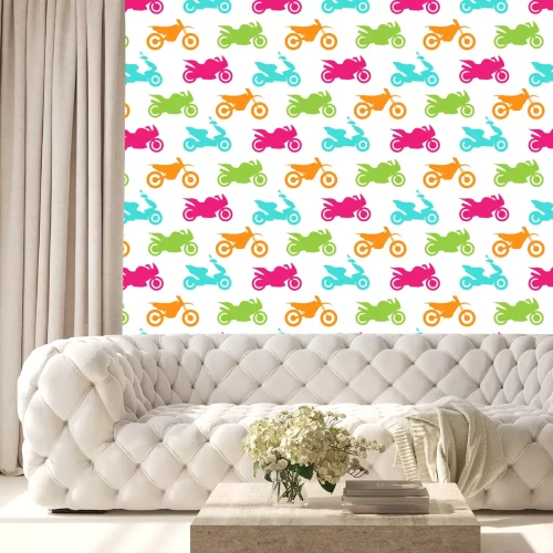 Behang Retro motorfiets naadloos patroon