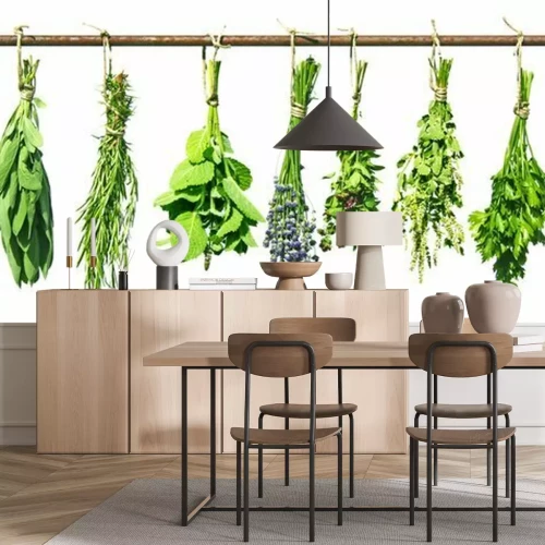 Fotobehang Gedroogde kruidenboeketten