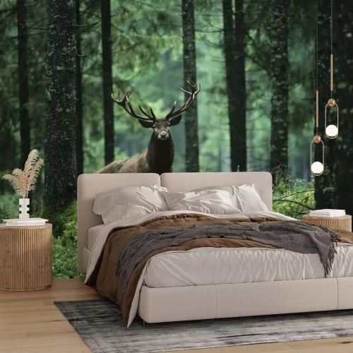 Fotobehang Bosdier tussen de bomen