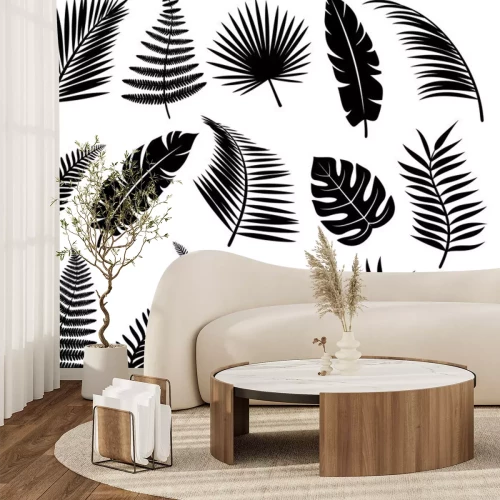 Sticker Set van tropische bladeren. Vector