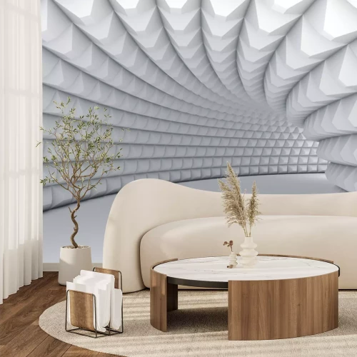 Sticker 3D-witte rechtsgebogen tunnel