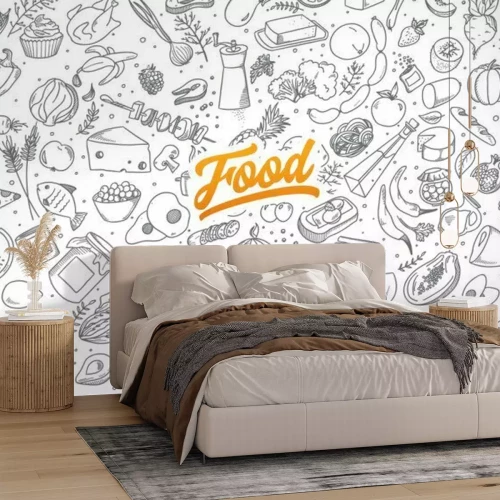 Fotobehang Zwart-wit voedselpatroon