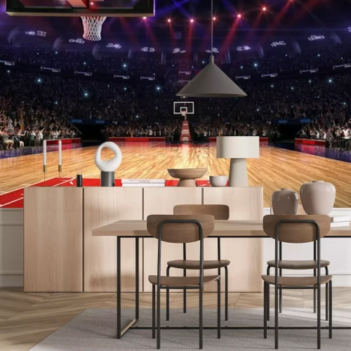 Fotobehang Verlicht basketbalveld