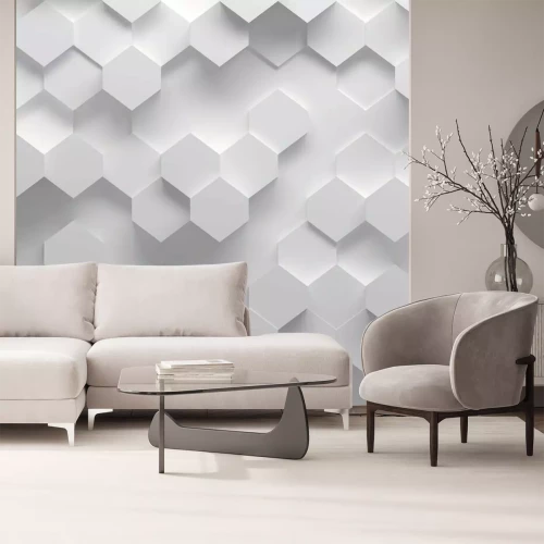 Fotobehang Wit 3D honingraatpatroon