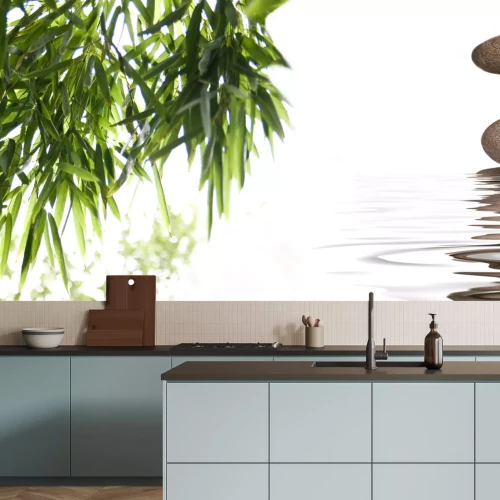 Sticker bannière zen galets bambous