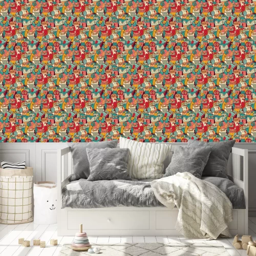 Behang Cartoon kleurrijke uilen