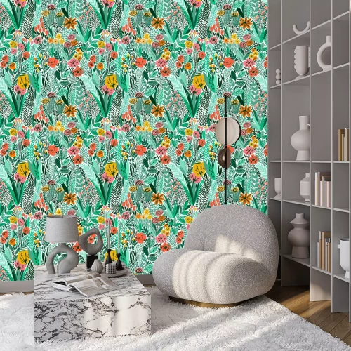 Behang Tropische naadloos bloemenpatroon