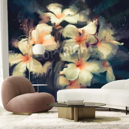 Fotobehang Imitatie van oliebloemen