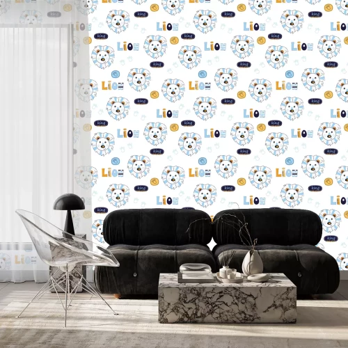 Behang Naadloos patroon met leeuwen