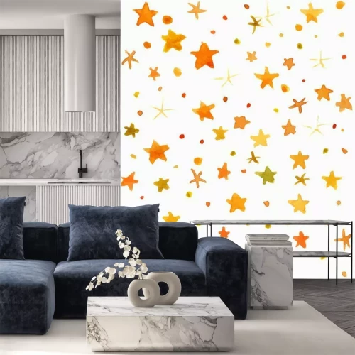 Sticker Abstract vector en aquarel gele sterren