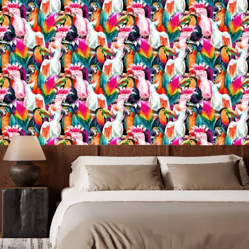 Behang Exotische kleurrijke papegaaivogels