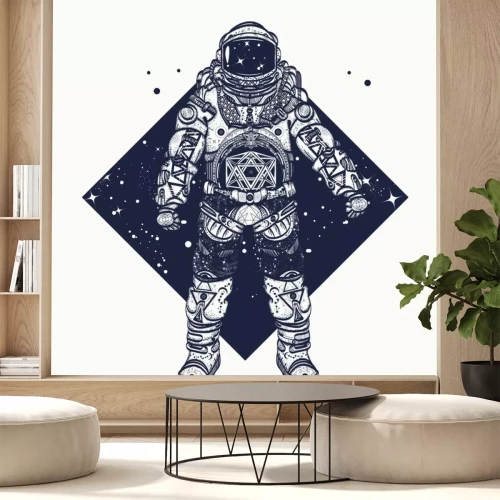 Sticker Astronaut in ruimtepak geometrische vormen