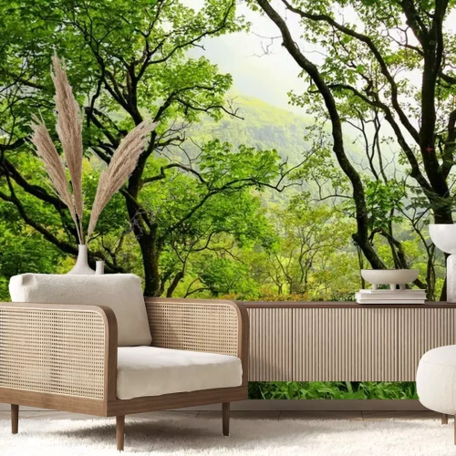 Fotobehang Groene takken van bomen