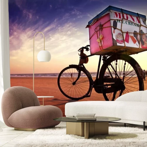 Fotobehang Fiets op het strand.