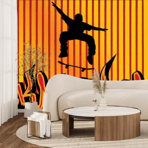 Sticker skateboard achtergrond 2 oranje