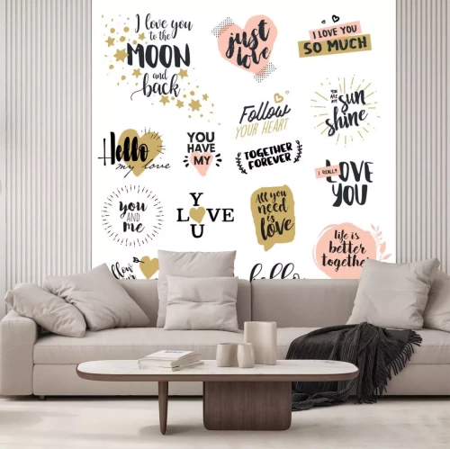 Sticker Decoratieve inscripties rond het thema liefde