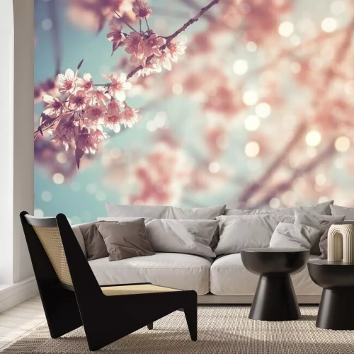 Fotobehang Close-up van vintage kersenbloesems