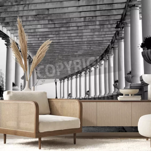 Fotobehang Zwart-wit beeld van de gebouwen van Porto