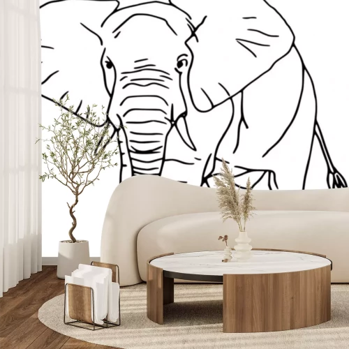 Sticker Vector - contour olifant geïsoleerd op witte achtergrond