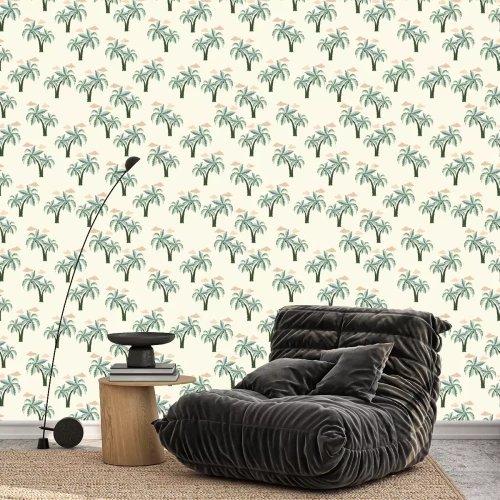 Behang Pastel boho palmbomen