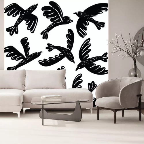 Sticker Vector reeks leuke zwarte vogels vinyl stickers