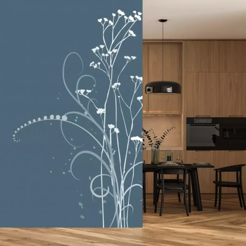 Sticker Veldbloemen op een blauwe achtergrond