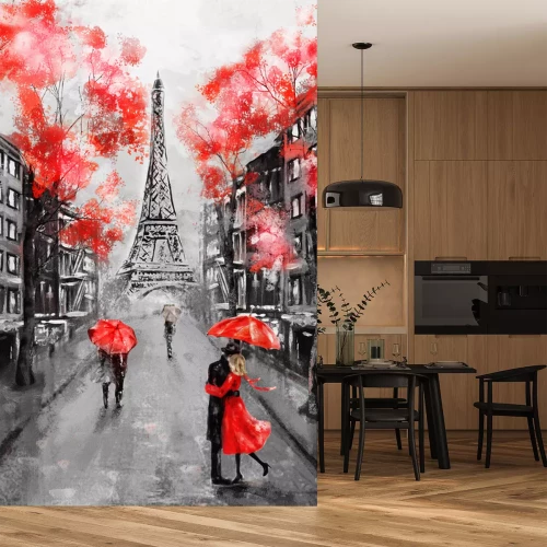 Sticker Uitzicht op een Parijse straat